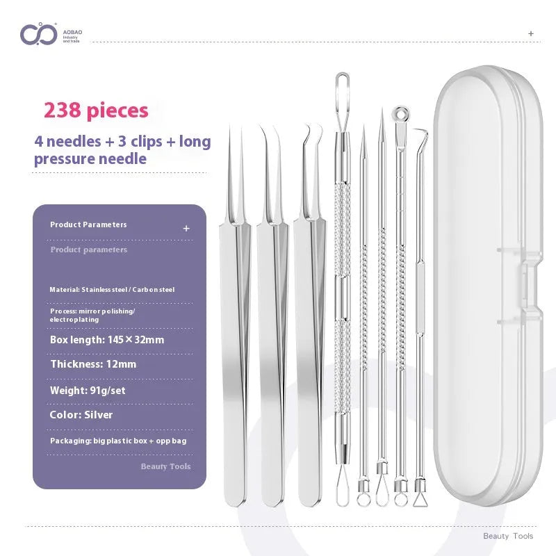 4-piece metal acne needle set with ultra fine pointed tips for precise skincare application