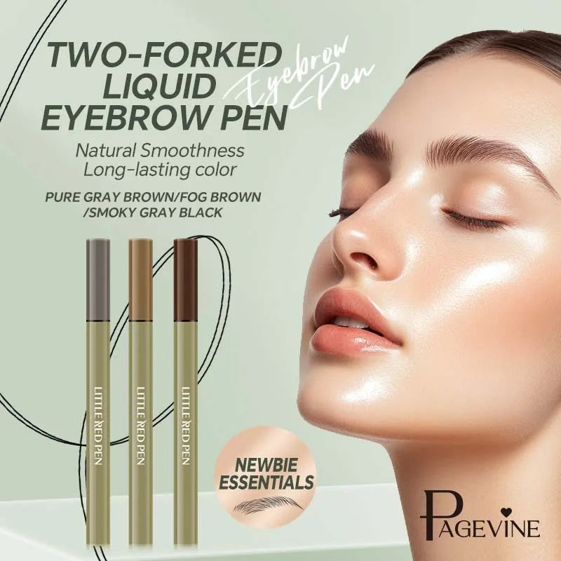 Two fork waterproof eyebrow pencil and liquid eyeliner pen in black and brown shades for precise brows