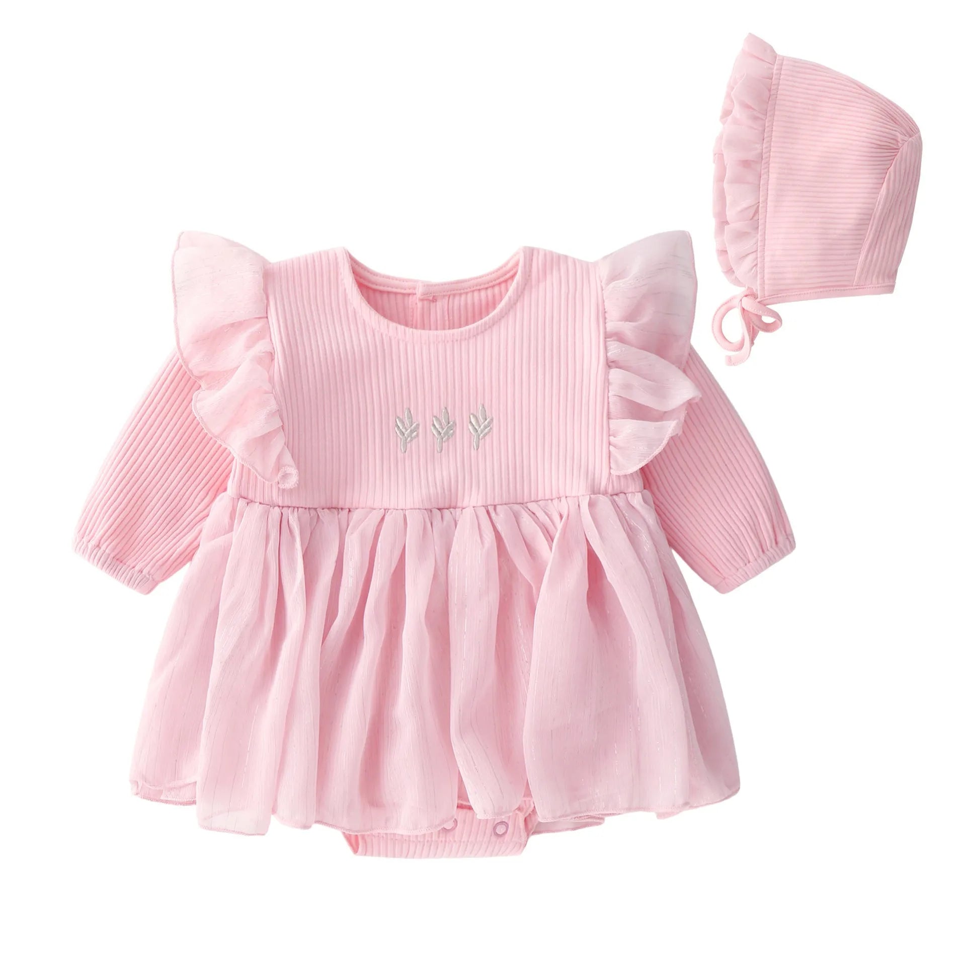 Cotton baby princess fluffy dress for infant girls in pink, red, or white