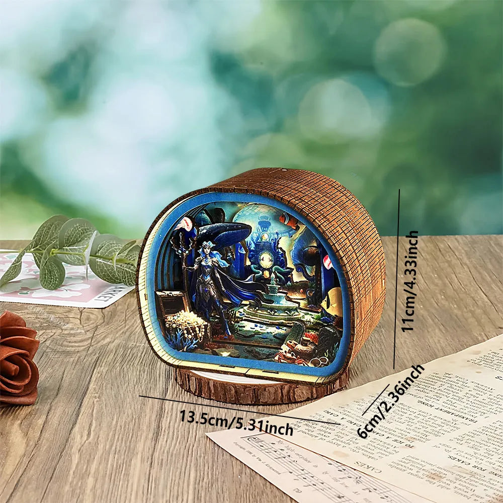 3D wooden carved night light bedside ornament in American style with carved detail