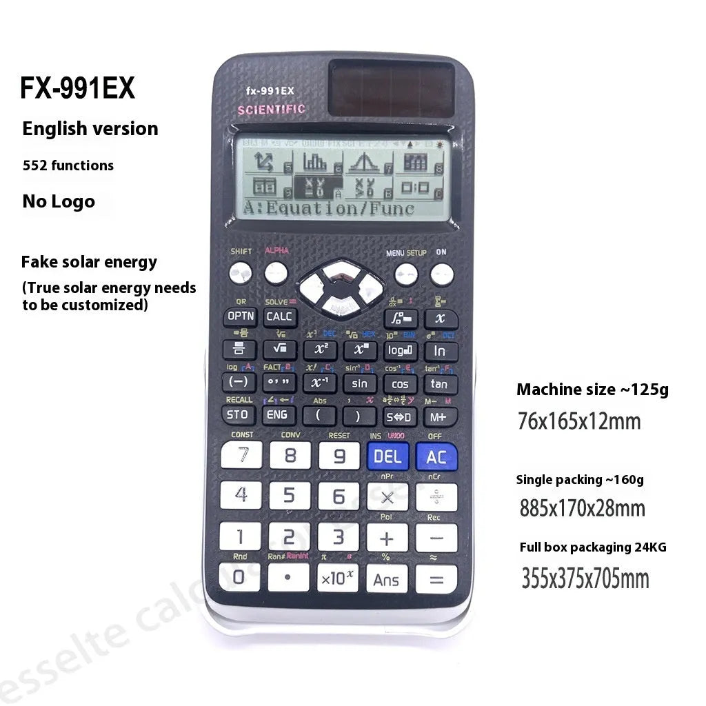 Advanced solar-powered function calculator in multiple colour options