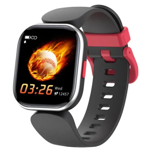 H39T smart children's watch with blue TPU strap showing temperature monitoring display