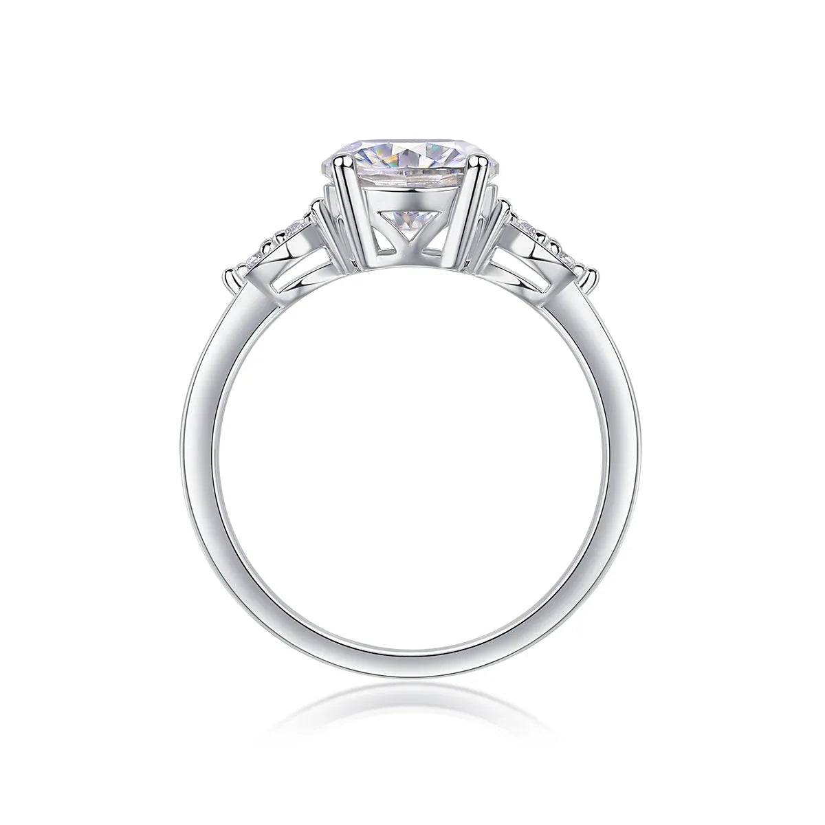 2 carat moissanite wedding ring set in S925 silver with platinum plating, sizes 5 to 9, gift box and GRA certificate