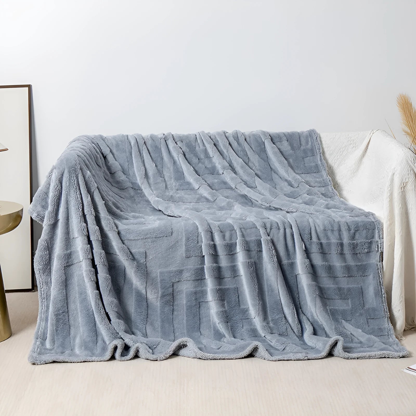 Thick coral fleece flannel square blanket in solid colour and plant flower patterns
