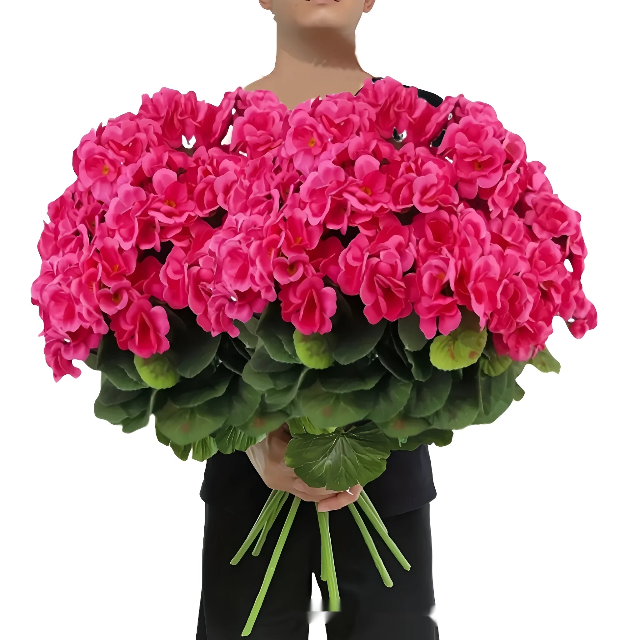 Artificial crabapple silk flower decoration 35cm tall in pink colour for home or outdoor use