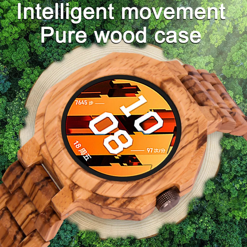 Neutral sandalwood smart watch with TFT screen and touch button for health monitoring and Bluetooth calling