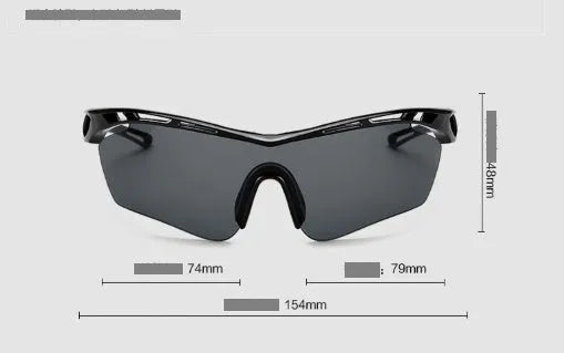 Sports bicycle glasses with PC frame and PC lens, available in five colours including black and green