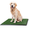 Particle dog toilet with emulational lawn showing three sizes small 40.6x51cm medium 51x64cm large 51x76cm