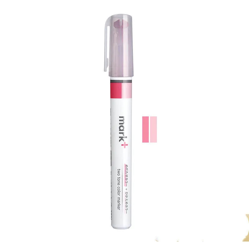 Mark+ series fibre-tip marker pen in six colours: green, grey blue, grey pink, grey yellow, pink, yellow.