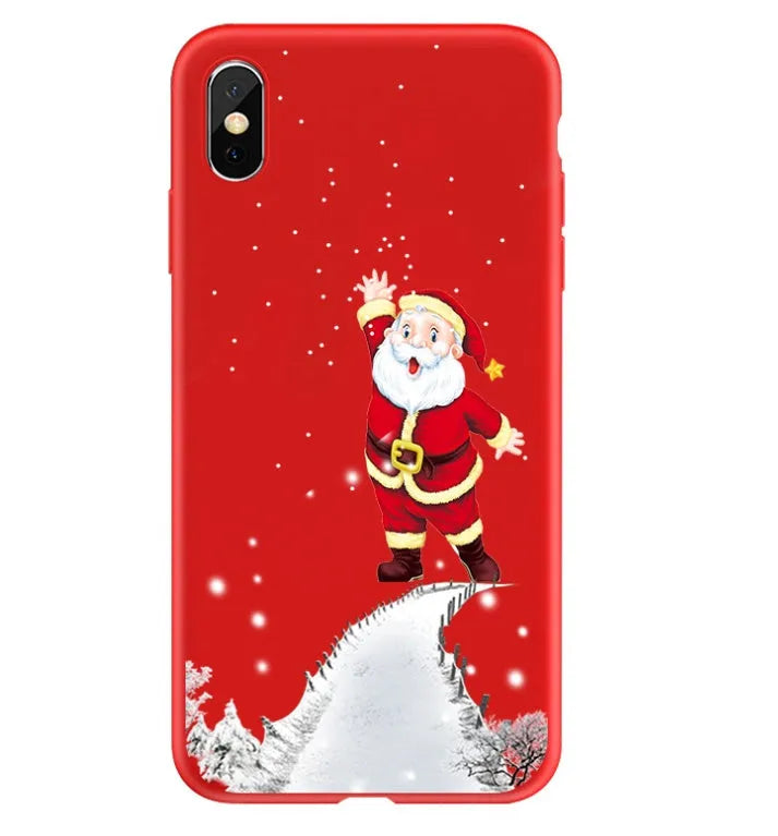 Christmas-themed painted back cover phone case for iPhone models 6 through XS Max showing festive holiday design