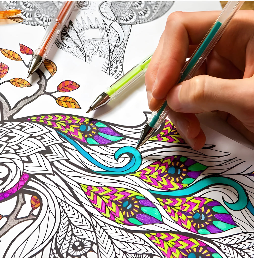 Colour gel pen set showing 2.2mm large inner diameter for smooth writing performance