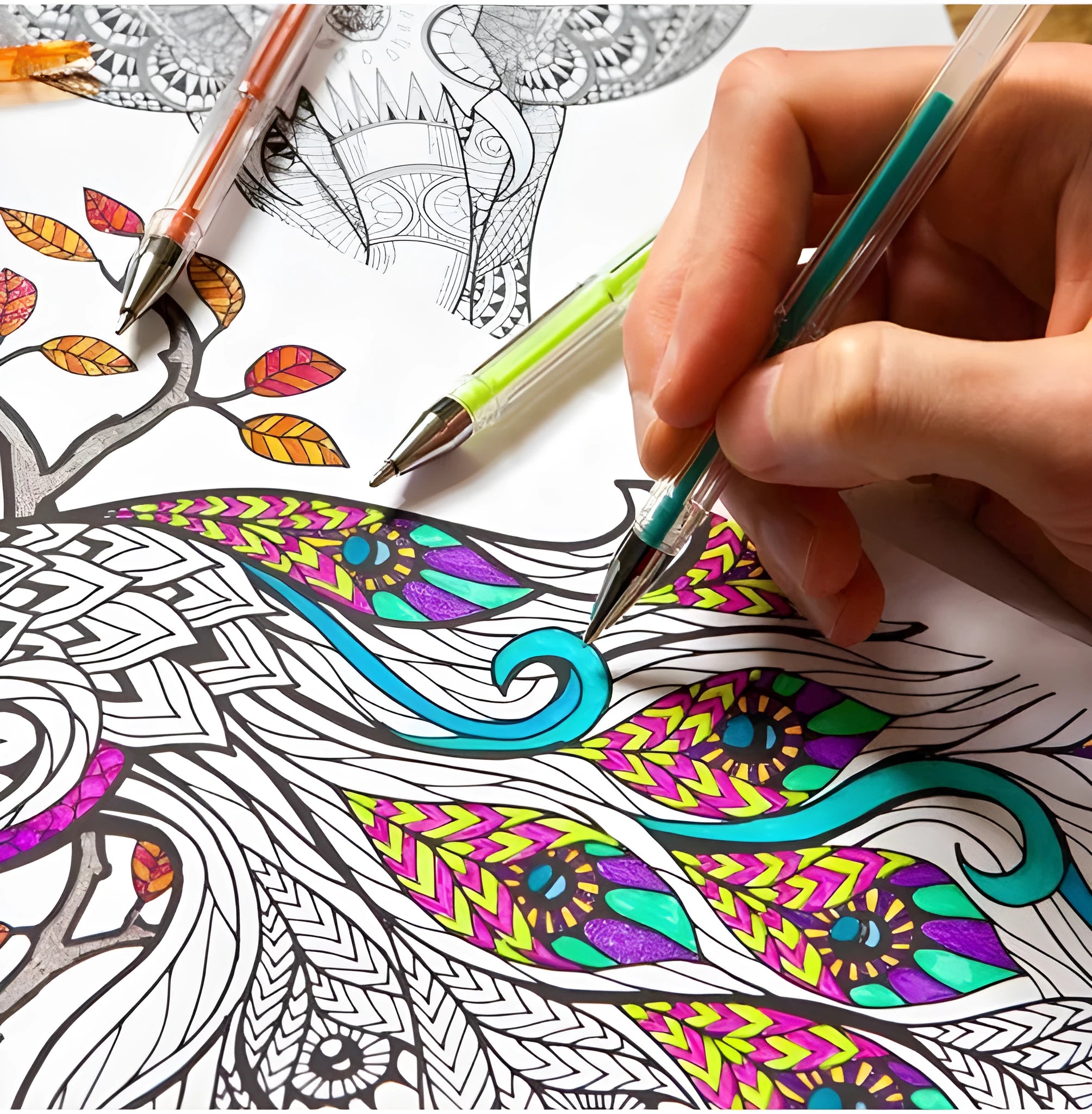 Colour gel pen set showing 2.2mm large inner diameter for smooth writing performance