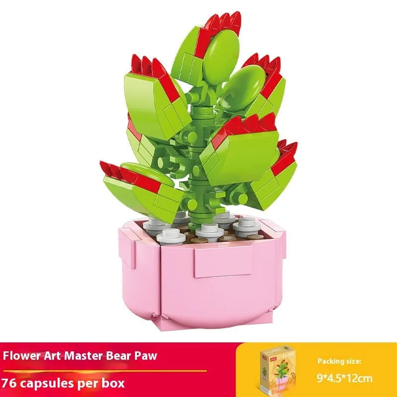 Plastic building blocks flower pot model assembly toy for teenagers