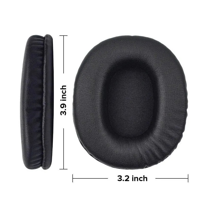 Black soft PU leather replacement ear pads for Sony MDR-1R headphones, set of two pieces.