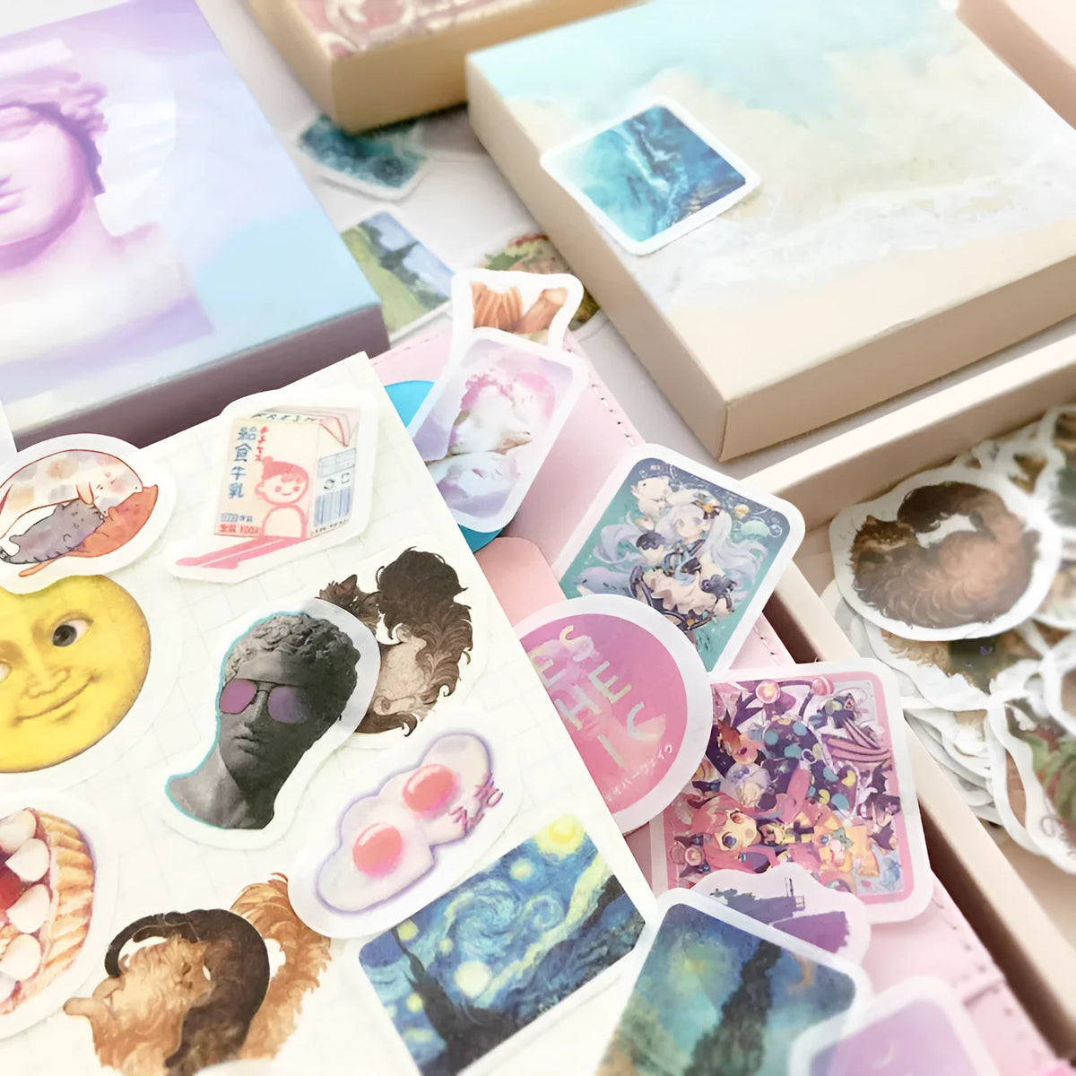 200 pc washi paper sticker box set with Japanese paper, assorted colours, 10x10cm outer pack
