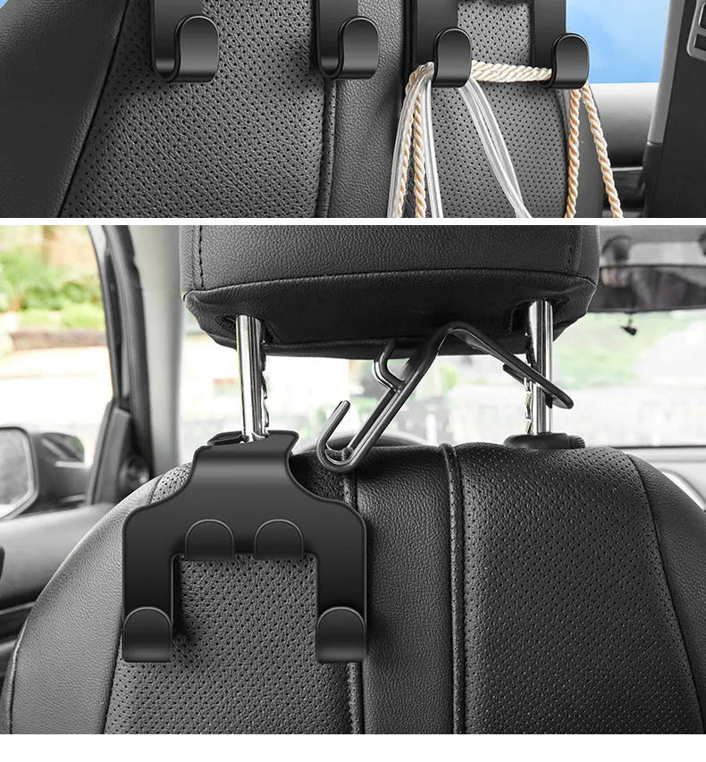 ABS plastic car multifunction hook showing phone bracket and hanging hook functionality for vehicle organisation