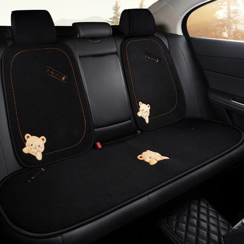 Car cushion winter plush three-piece set with square cushion and lumbar support pillow