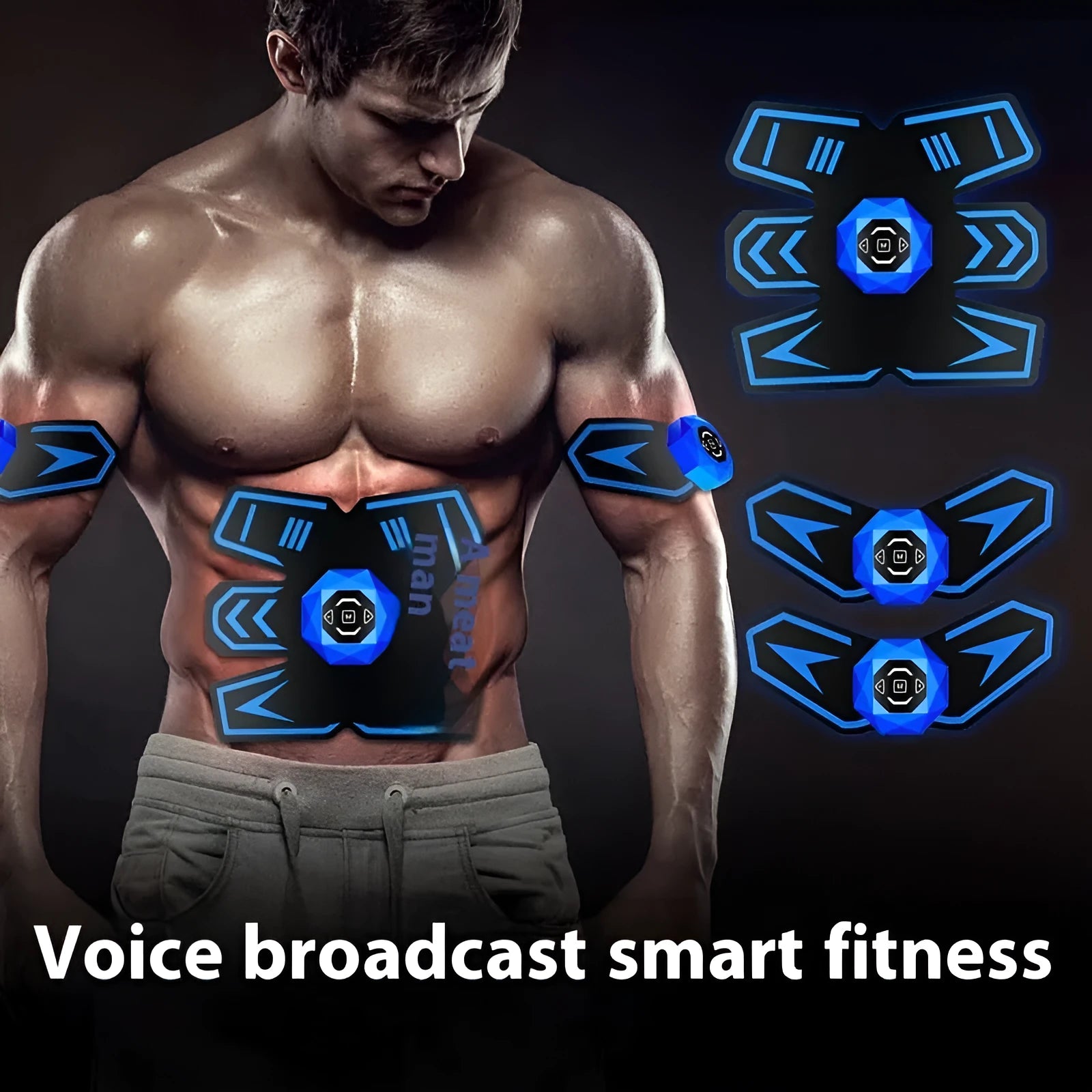 Eight-piece abdominal muscle waist reduction body sculpting massage patch set showing multiple colour options