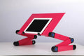 Adjustable folding laptop table stand with 360-degree rotation, magnesium alloy construction, and self-locking joints, in black colour