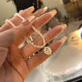 Light luxury clavicle pearl necklace for women with imitation pearl pendant and mother pearl shellfish centre, gold colour, adjustable chain