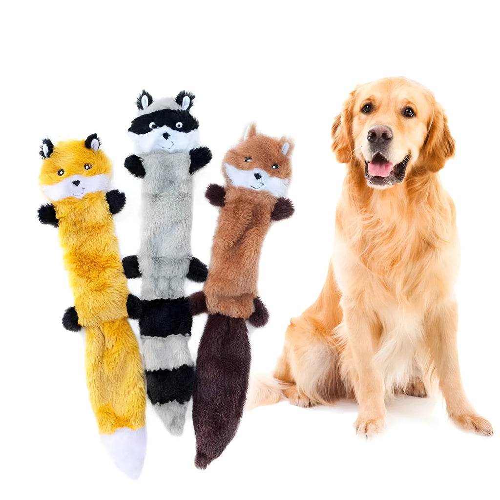 Brown plush squeaker dog toy measuring 46cm long for medium to large breed canine play