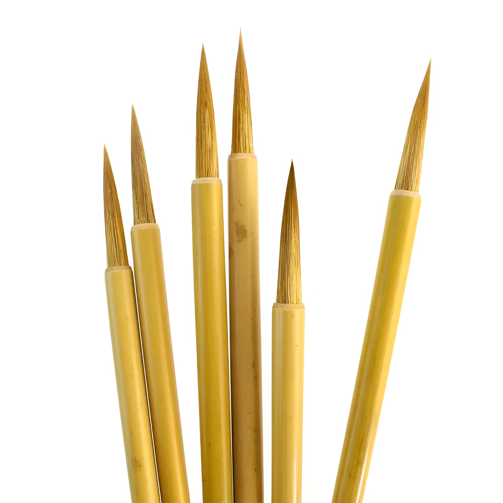 Langhao wolf hair calligraphy brush with a hooked wire nib for line art.