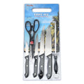 Stainless steel knife and A-style black cutting board set with 17.5 cm blade