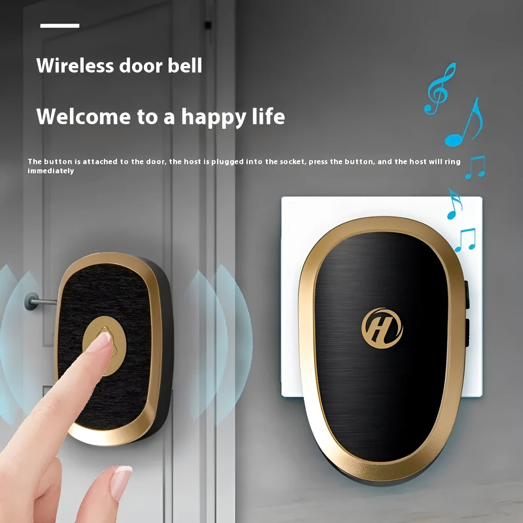 Black Gold wireless doorbell receiver and waterproof outdoor button for villa use