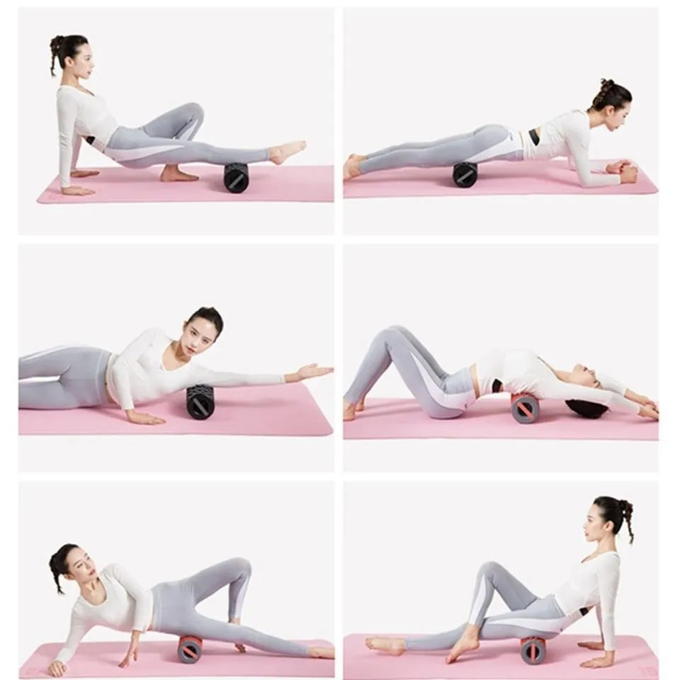Foam stovepipe roller telescopic yoga column in black for muscle relaxation at home or gym
