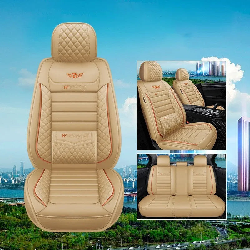 Universal high-elastic sponge filled leather car seat cushion in red on a car seat.