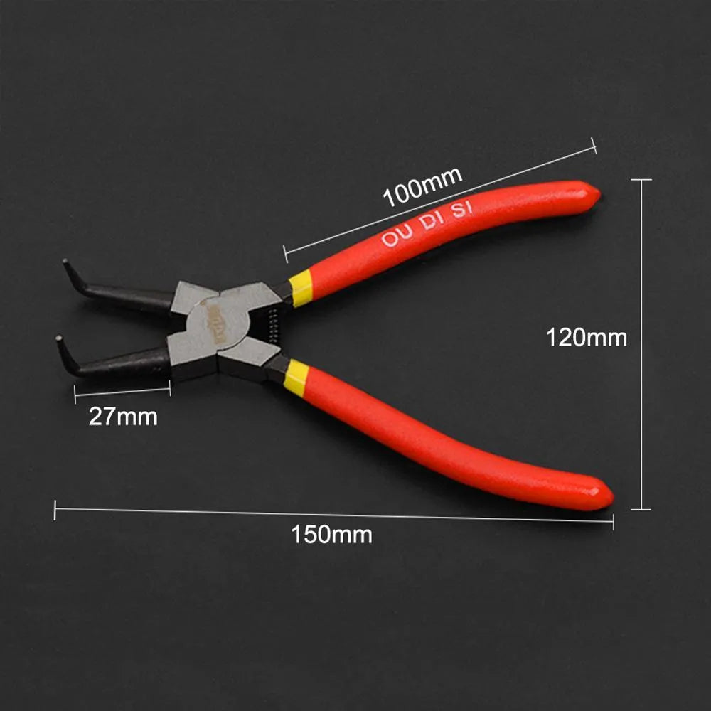 7-inch high carbon steel snap ring pliers with straight jaws for external retaining rings