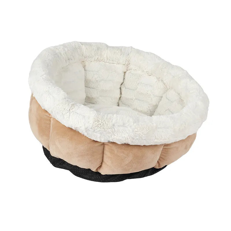 Grey petal cat mat for cats and dogs, 48x49x25cm, plush and suede material, raised rim