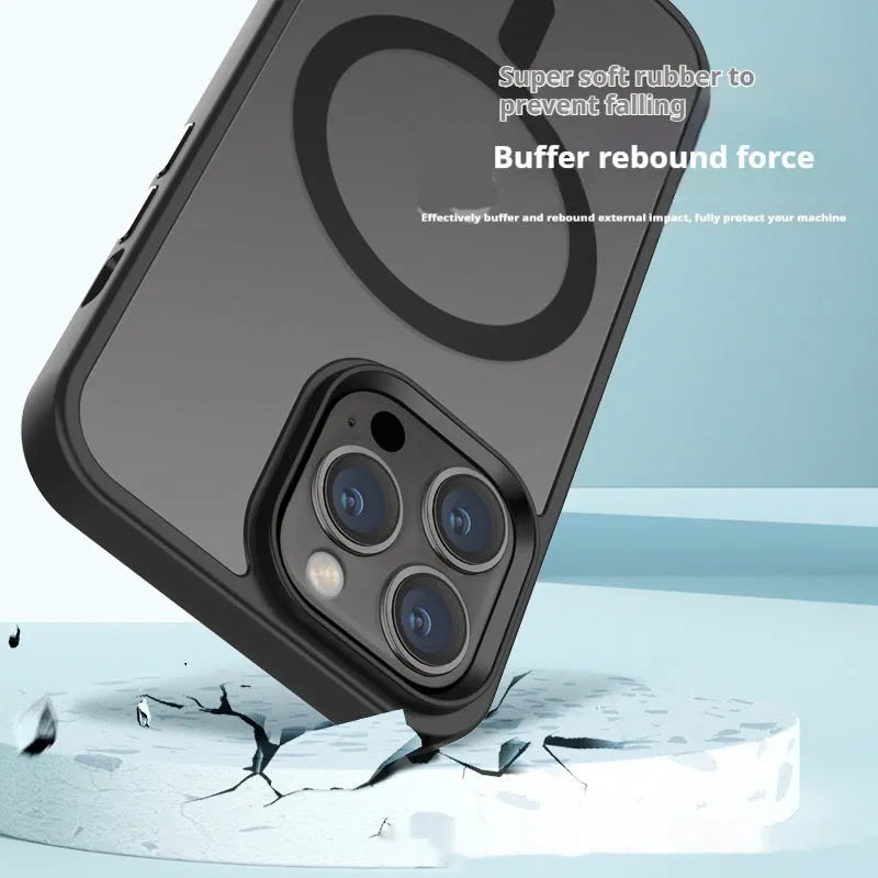 Magnetic TPU protective phone case for iPhone, black, with anti-fall and anti-fingerprint features