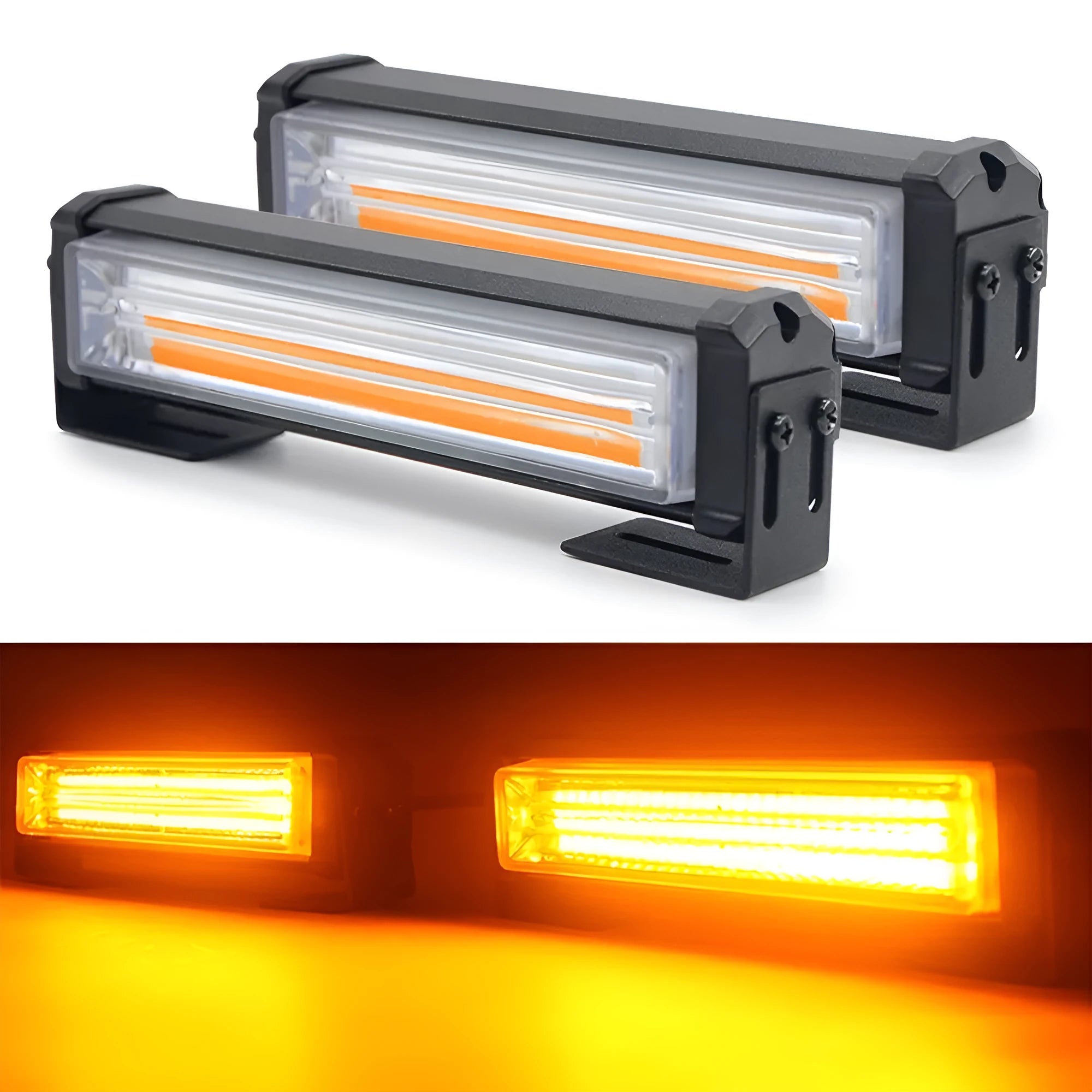 Yellow emergency vehicle strobe light with aluminium housing and COB LED illumination
