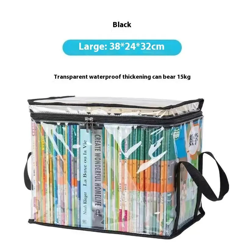 Large foldable PVC buggy bag in black or white with transparent windows and a zip seal.