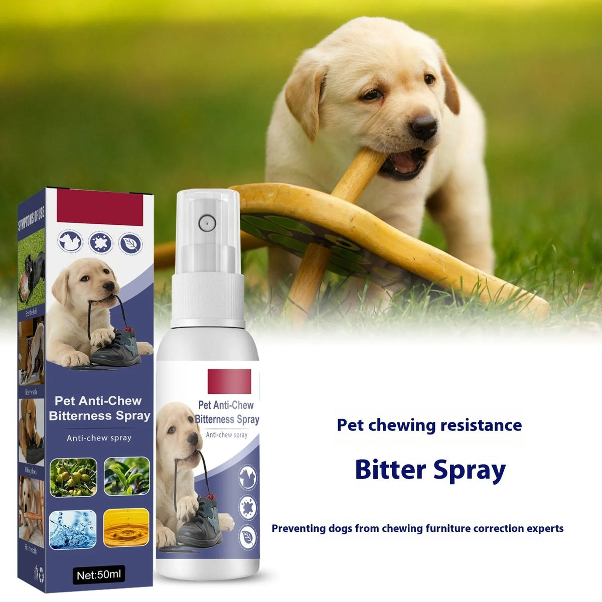 Pet bitter anti-bite spray for dogs scratching sofa indoor long-lasting 50ml boxed