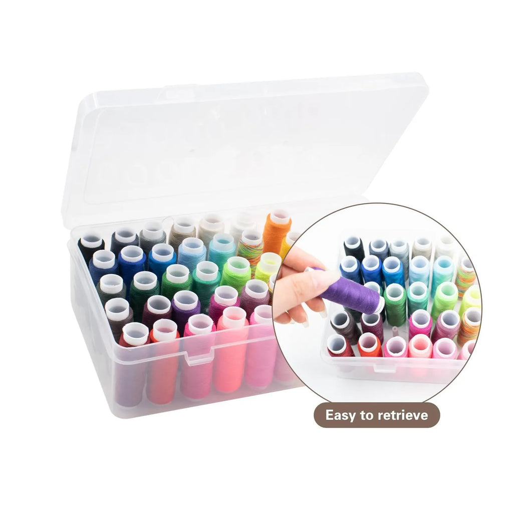 Plastic storage box with 42 compartments for organising sewing threads and embroidery supplies