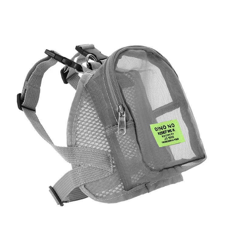 Breathable polyester dog backpack in blue with simple storage compartment for pet travel and walking