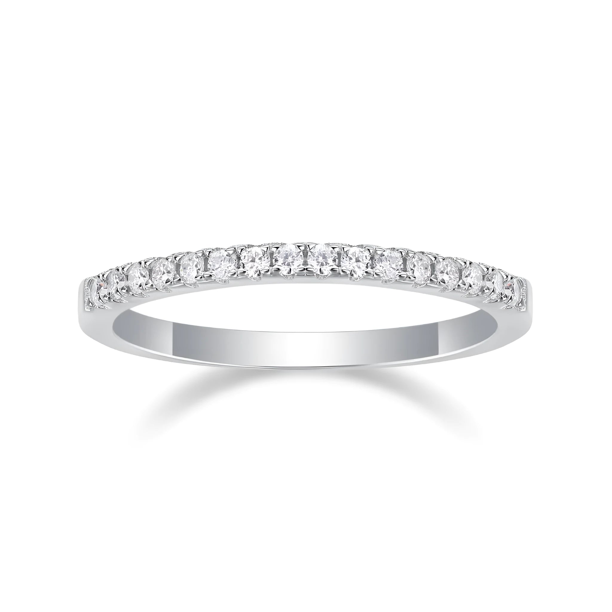 Wedding ring set with moissanite stone in platinum-plated S925 silver, size 7, in gift box