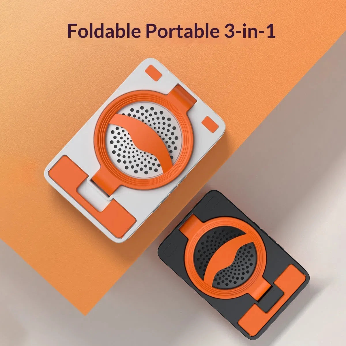 TF27BOX multifunctional mobile phone holder in black with built-in speaker on desk