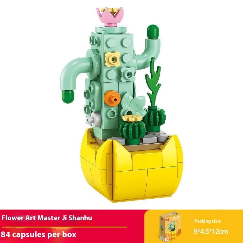 Plastic building blocks flower pot model assembly toy for teenagers