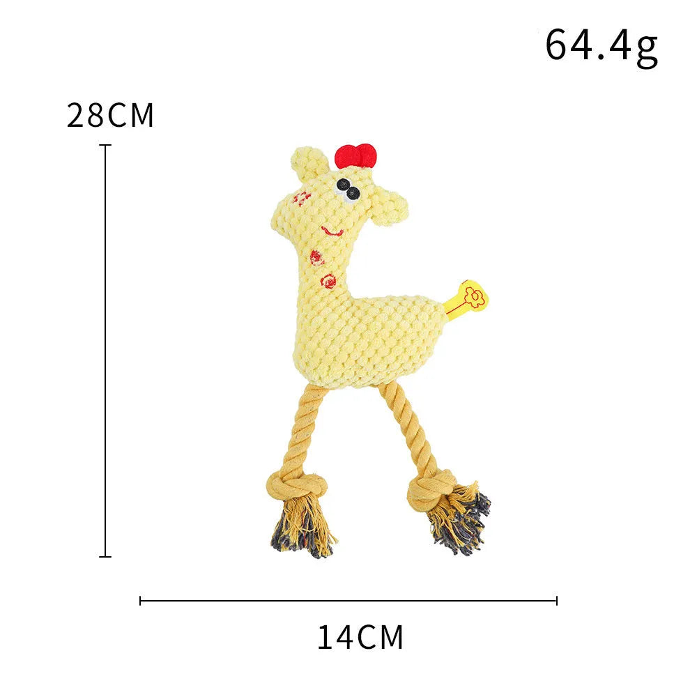 Blue deer-shaped plush dog toy with corn grain texture on a white background