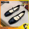 Mary Jane shoes retro flat bottom sheepskin pumps low heel round toe black brown white ladies footwear