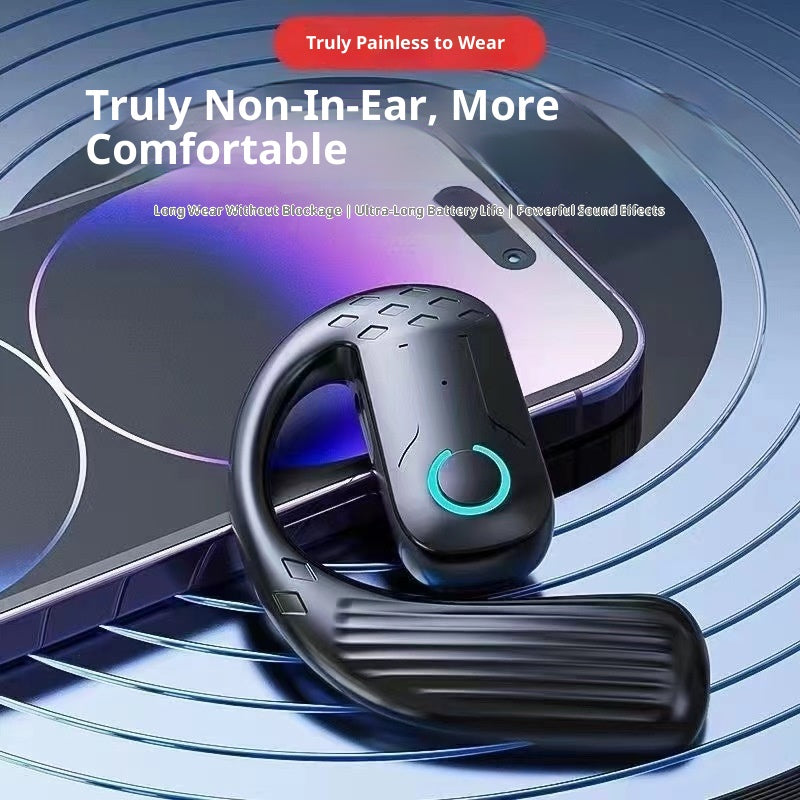 Open-Ear Wireless Bluetooth Earpiece - 180° Adjustable Ear Hook Headset with Mic & Touch Control for Driving & Sports
