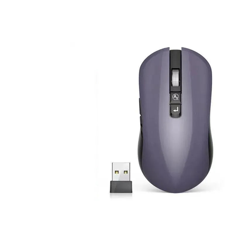 IFLYTEK black wireless gaming mouse with seven buttons and a noise-reducing microphone grille on a wooden desk.