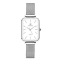 Women's rose gold or silver waterproof quartz watch with alloy case and woven steel strap