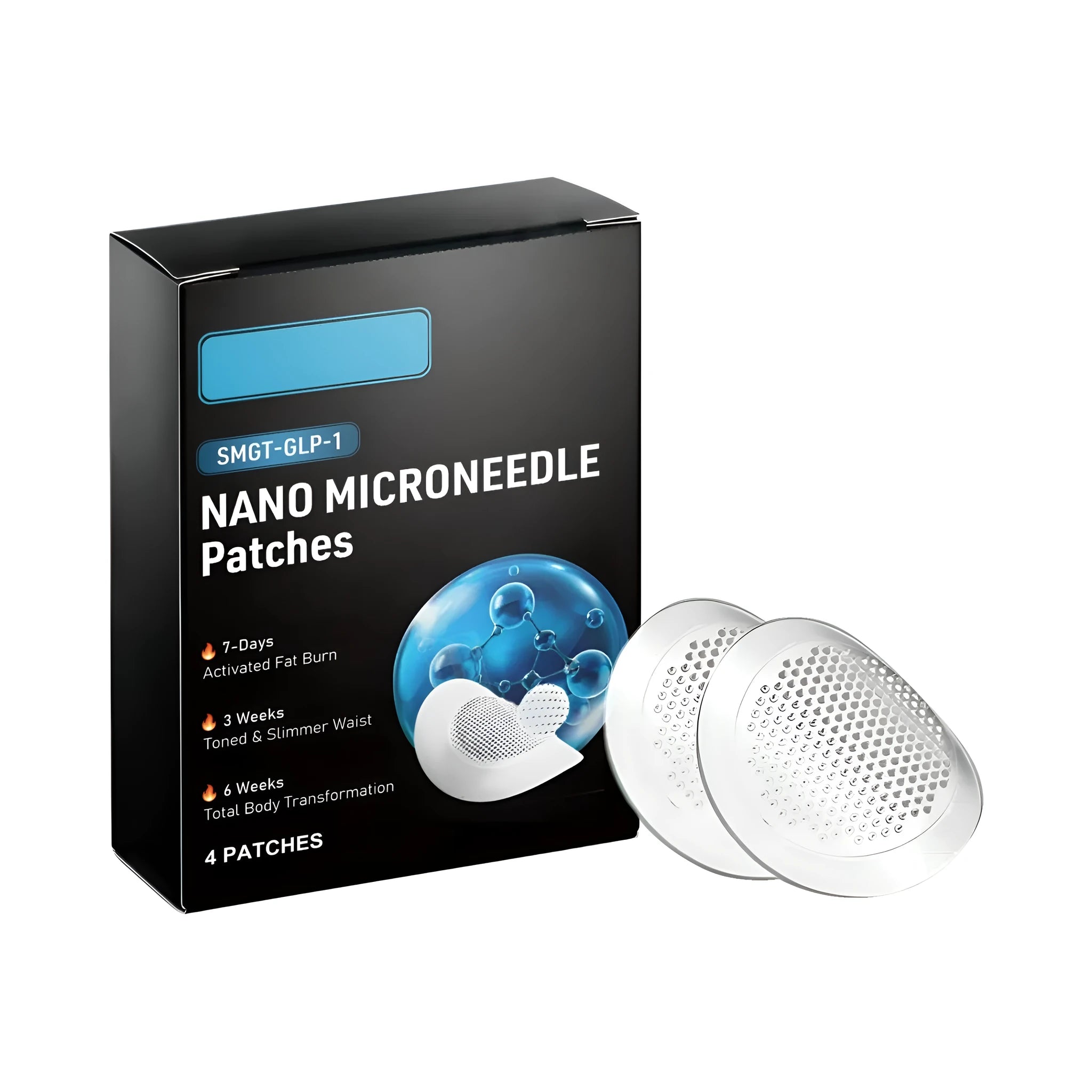 Nano microneedle patches with acetyl hexapeptide-8, ginger, and mugwort leaf in foil pack of 4