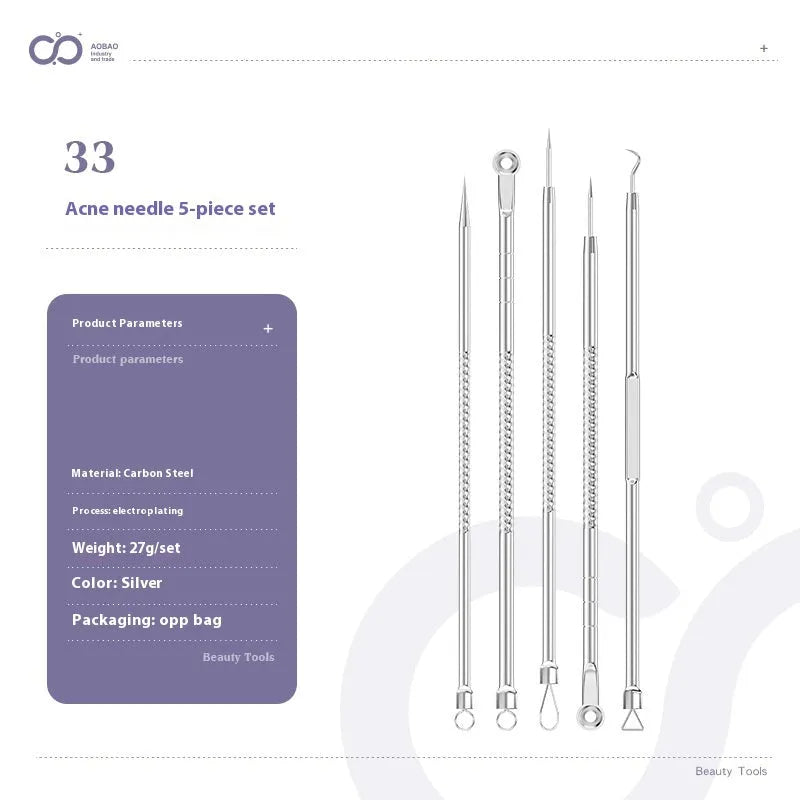 4-piece metal acne needle set with ultra fine pointed tips for precise skincare application