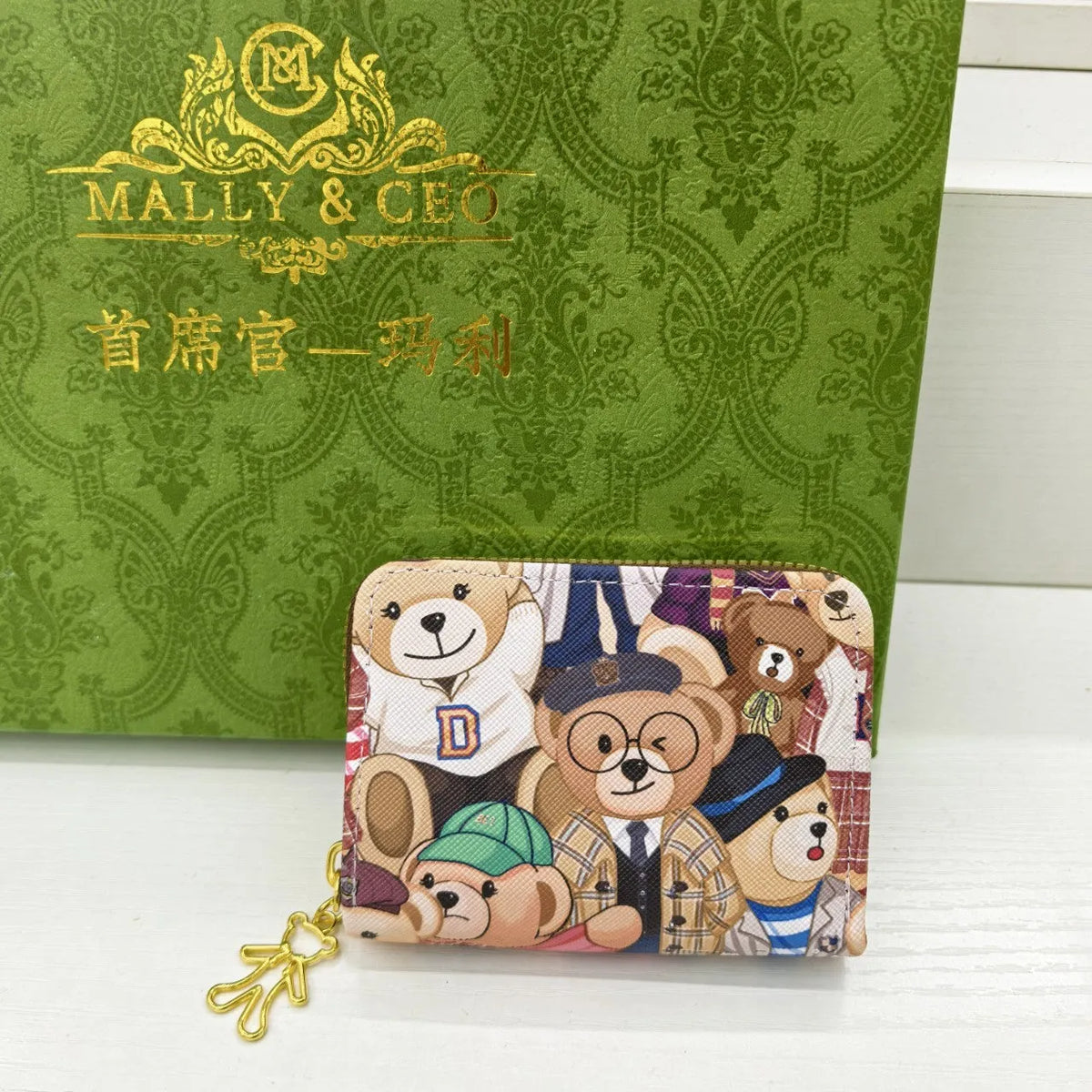 Bear pull head card holder clutch coin purse in PVC blue suit colour 26x24x4cm