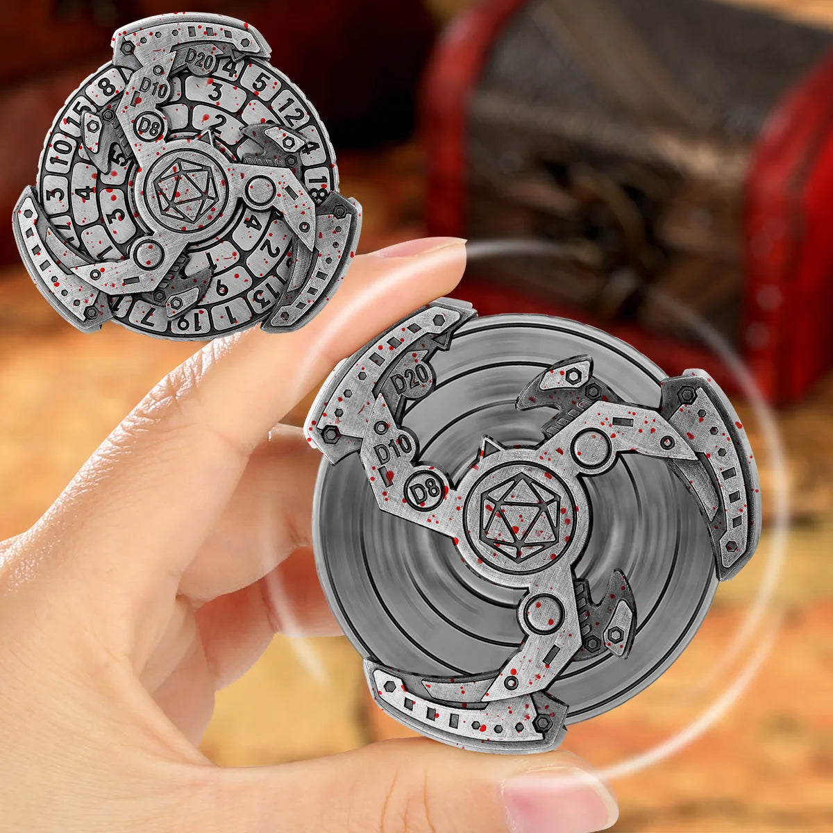 Wind And Fire Wheel DND dice wheel gift box set in bronze zinc alloy with retro compass design